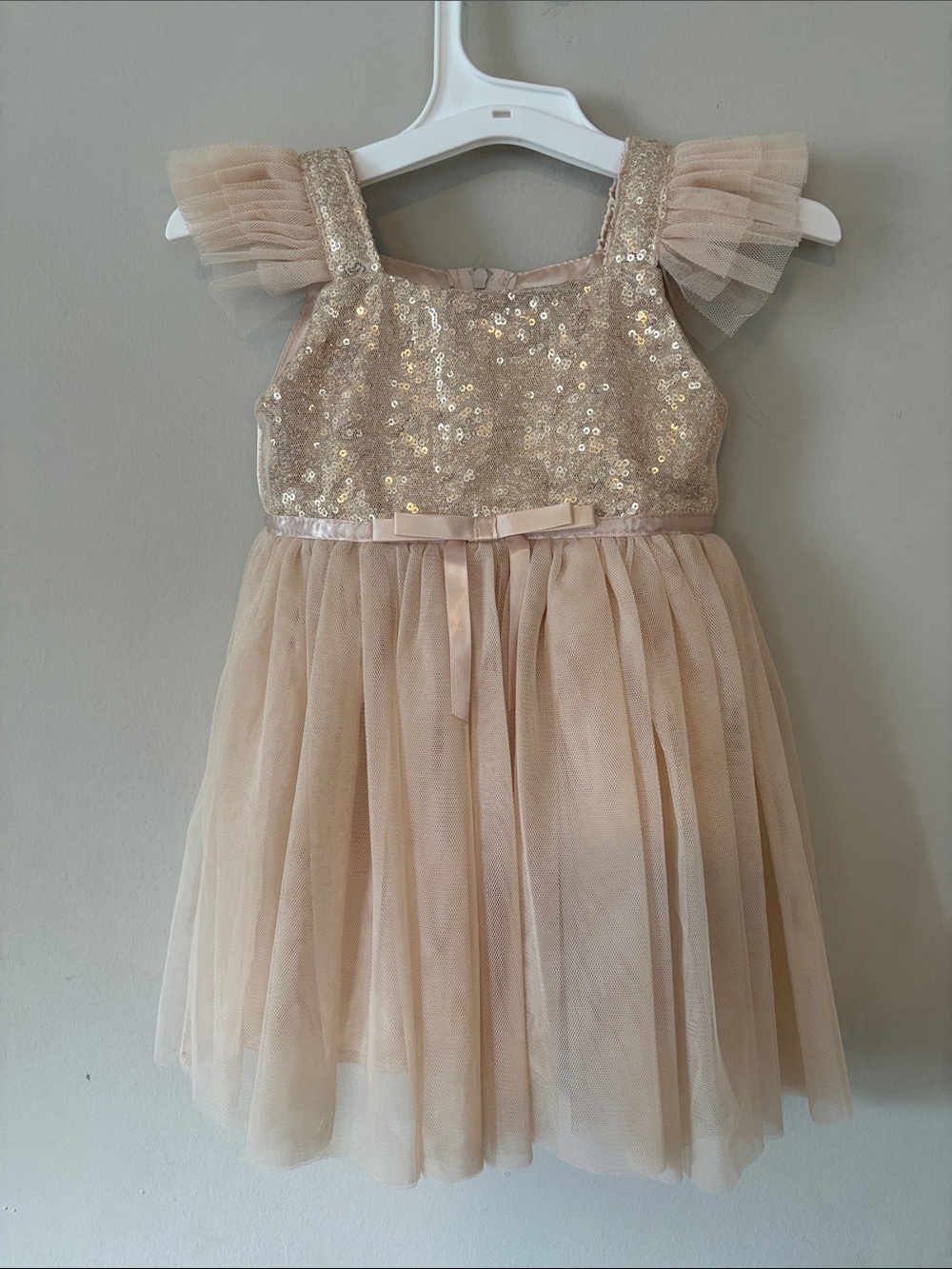 Popatu Baby Girl 18M Gold Sequin Ivory Tulle Tutu Dress Special Occasion
